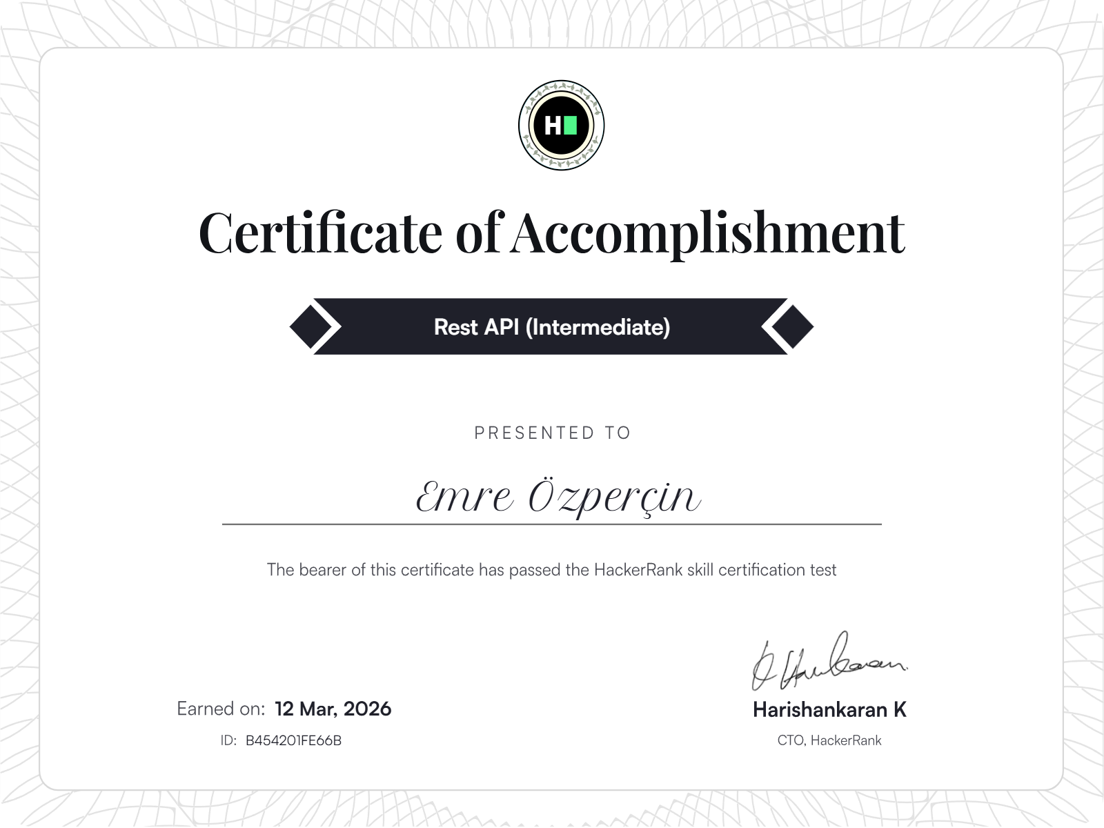 REST API Intermediate Certificate